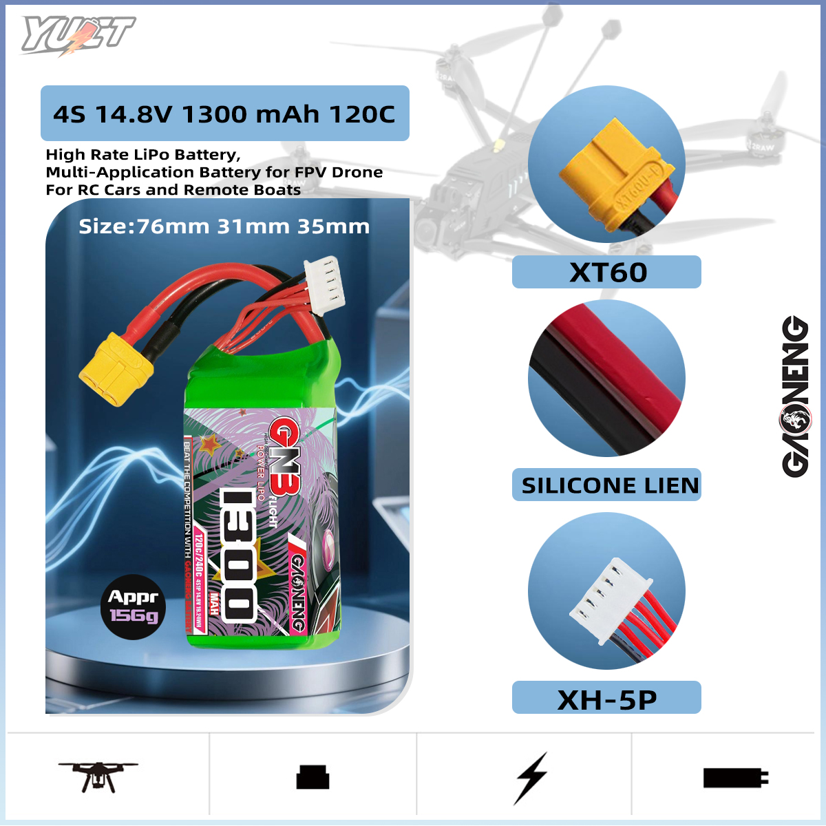 Drone Battery 6S - YUCT GNB 6S LiPo Battery 22.2V