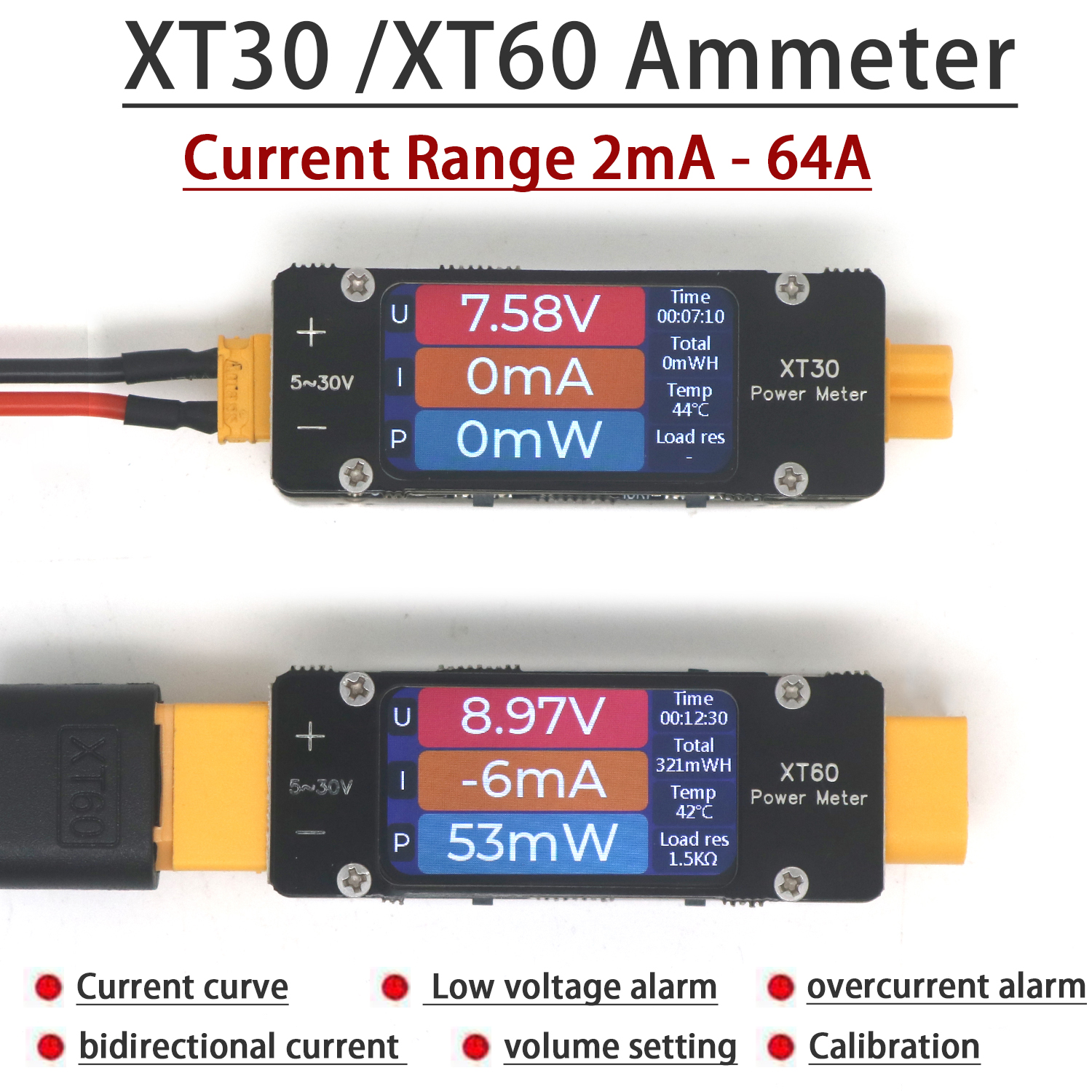 XT30 XT60 Ammeter Power Meter  - Drone Battery High Voltage reseña y precio