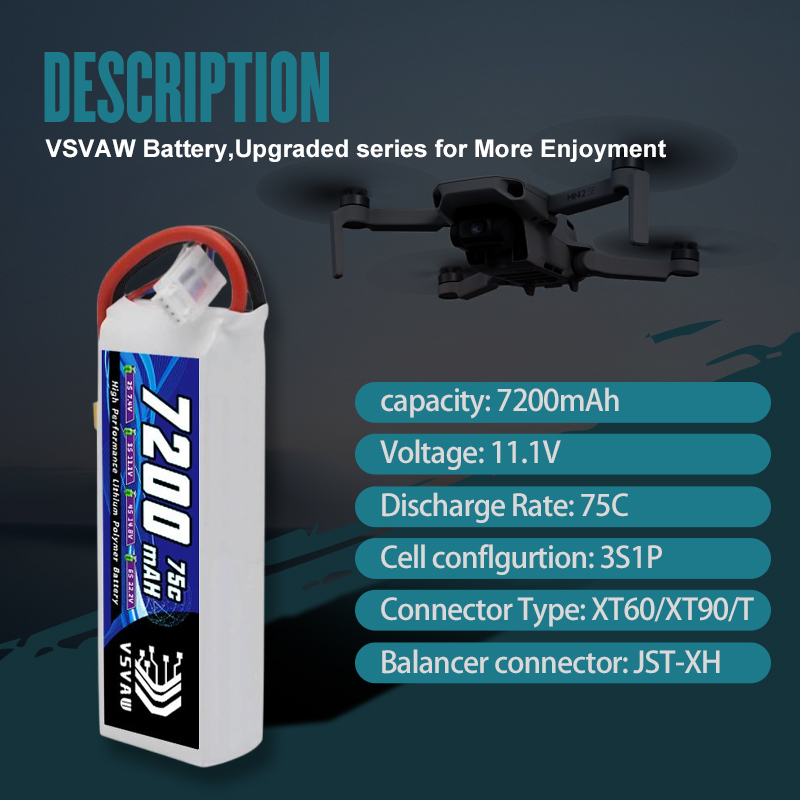 VSVAW 3S Lipo Battery 11.1V 72 - Drone Battery Plate reseña y precio