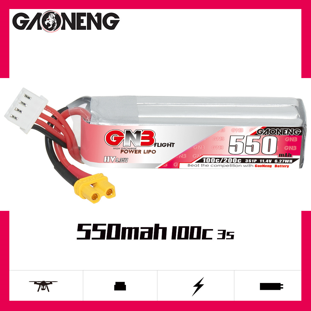 GNB HV 11.4V 550mAh 100C/200C  - Drone Battery Plate reseña y precio