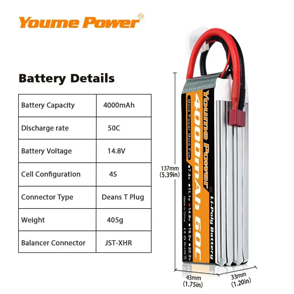 4S 14.8V Lipo Battery 3300mah  - Drone Battery 4S reseña y precio