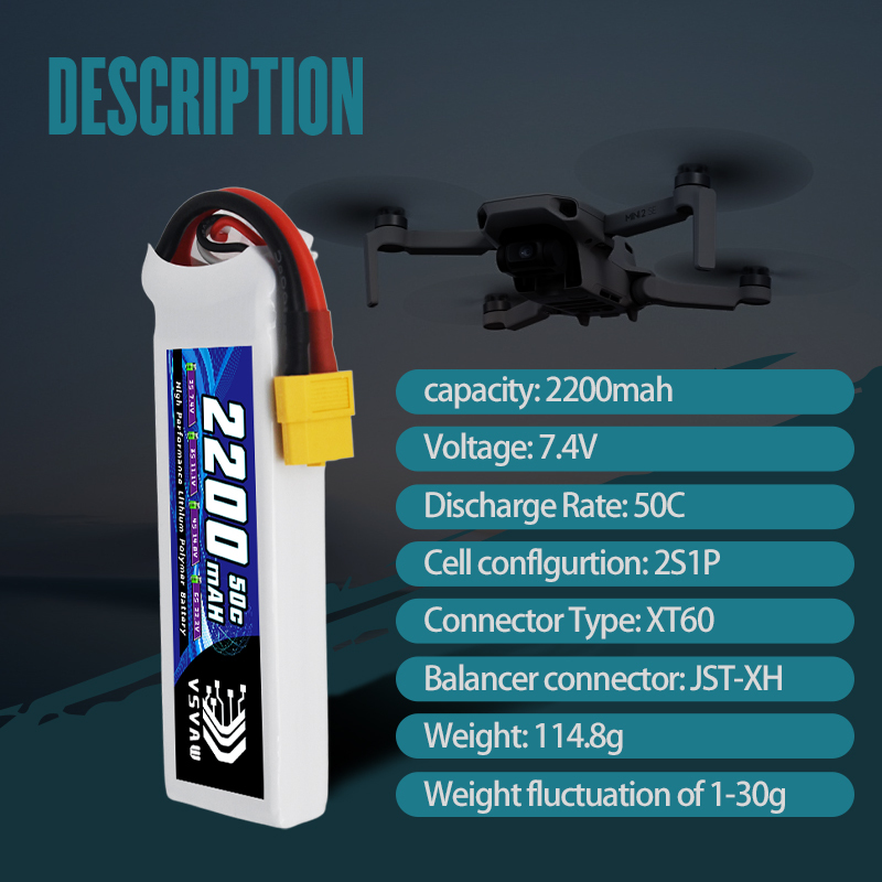 VSVAW 7.4V 2200mah 2S Drone Li - Drone Battery Lipo reseña y precio