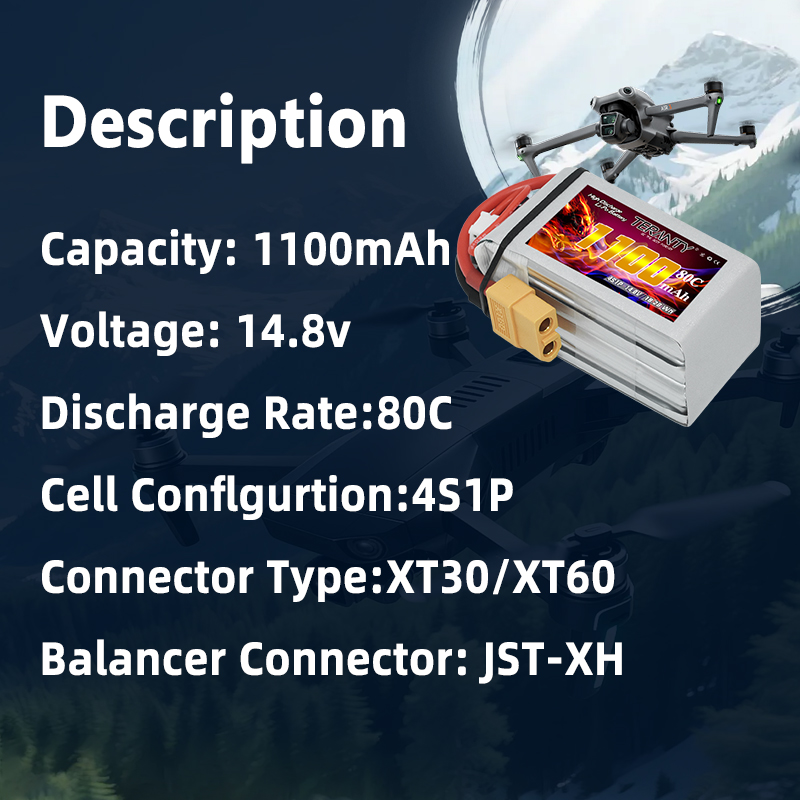 TERANTY 4S 1100mAh 80C/160C Li - Drone Battery Plate reseña y precio