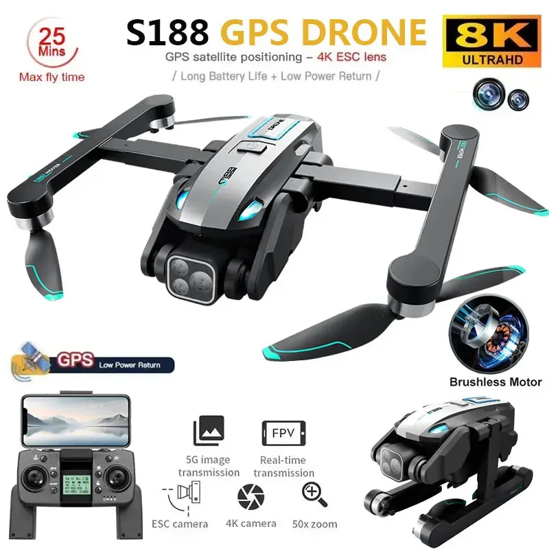 S188 Professional 8K GPS Drone - Drone Battery Li-Ion reseña y precio
