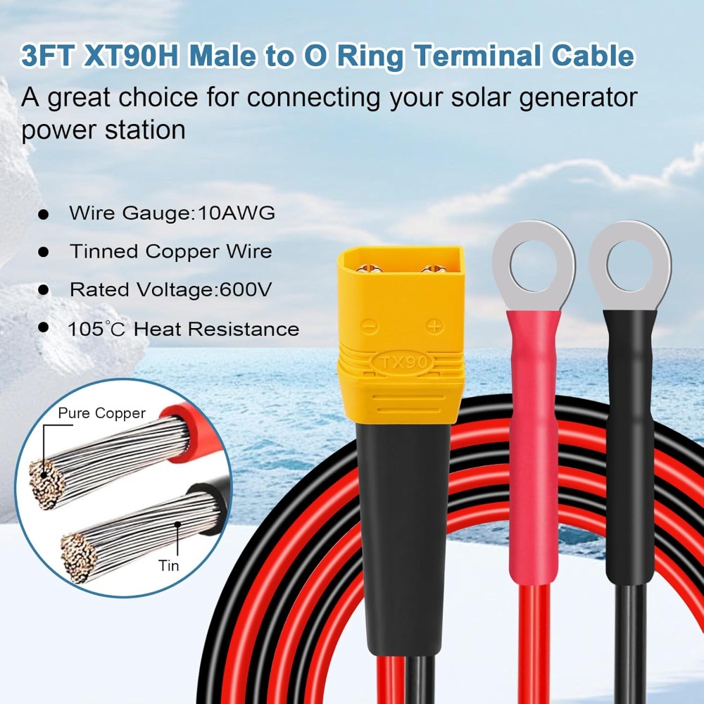 XT90 to O Ring Terminal Cable  - Drone Battery Connector reseña y precio