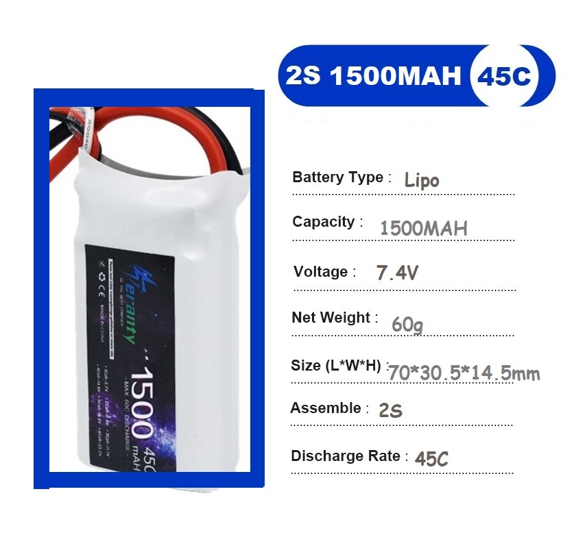 2PCS 7.4V Lipo 2S Battery 1500 - Drone Battery Lipo reseña y precio