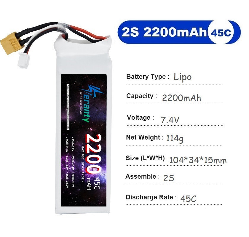 2PCS 7.4V Lipo 2S Battery 1500 - Drone Battery Lipo reseña y precio