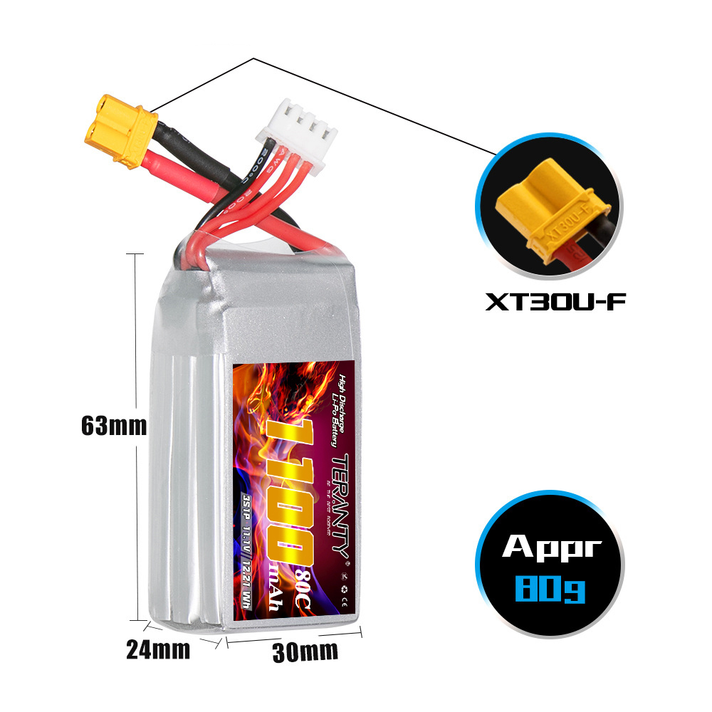 TERANTY 3S 11.1V 1100mAh 80C/1 - Drone Battery Li-Ion reseña y precio