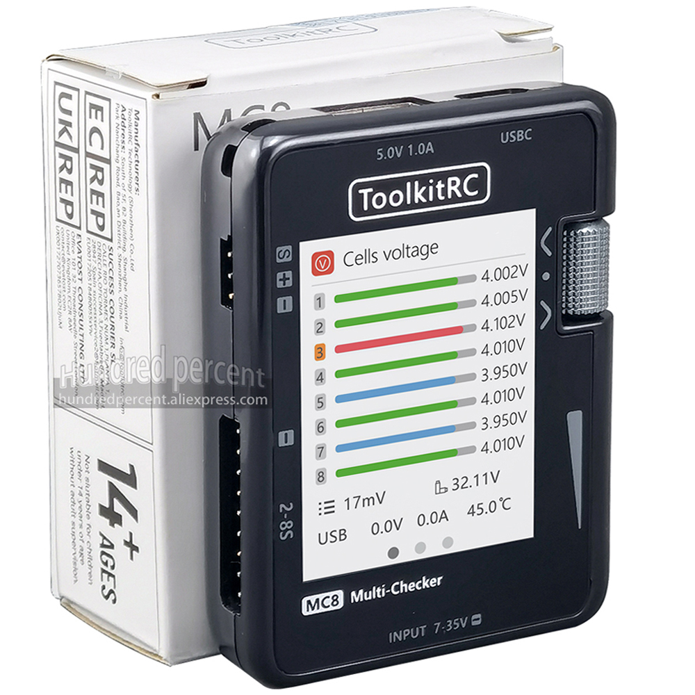 ToolkitRC MC8 Mini Size Cell c - Drone Battery Voltage Checker reseña y precio