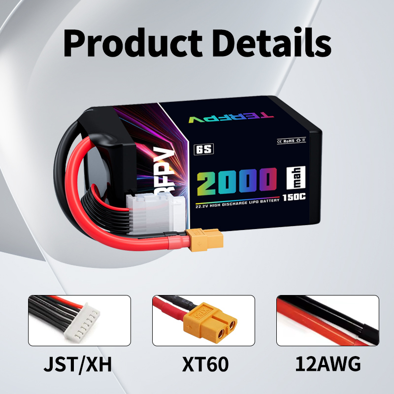 TERFPV 6S 22.2V 2000mAh 150C/3 - Drone Battery 6S reseña y precio
