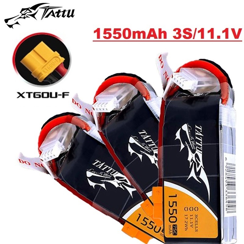 TATTU 3S 11.1V 1550mAh 75C LiP - Drone Battery 3S reseña y precio